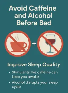 avoid caffeine and alcohol before bed